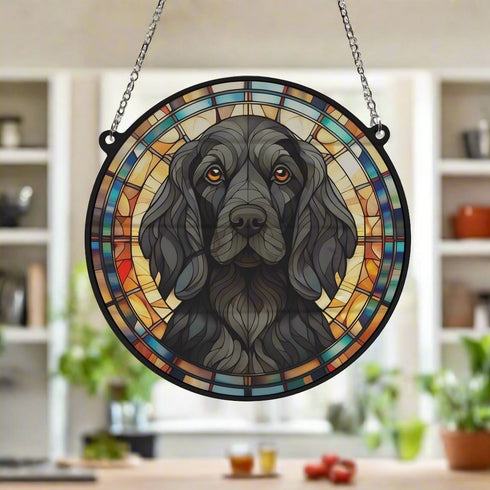 Cocker Spaniel Black Stained Glass Effect Suncatcher